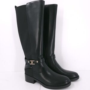 Tommy Hilfiger Iyla Knee High Tall Black Buckle Boots Block Heel Womens 8.5 M